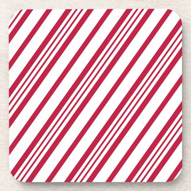 Candy Cane Christmas stripe Coaster (Front)