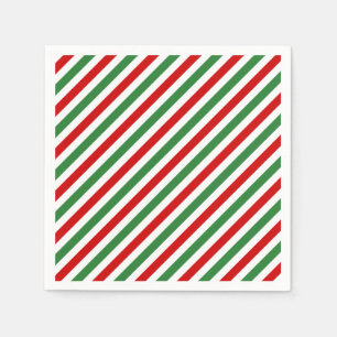 Candy Cane Christmas Stripes Red Green Napkin