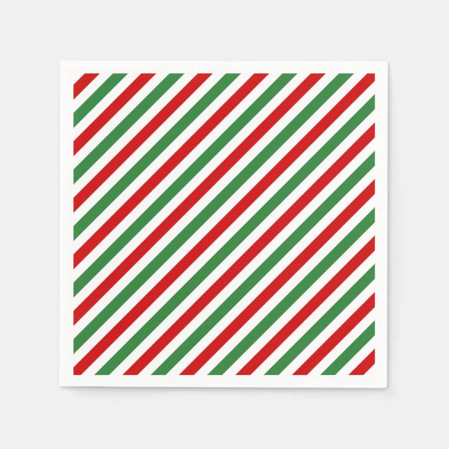 Candy Cane Christmas Stripes Red Green Napkin (Front)