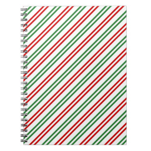Candy Cane Christmas Stripes Red Green Notebook