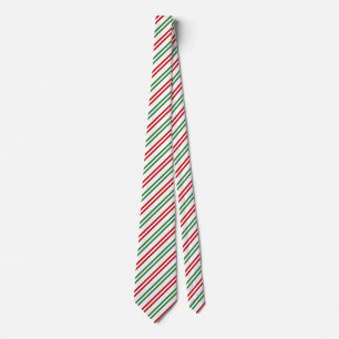 Candy Cane Christmas Stripes Red Green Tie