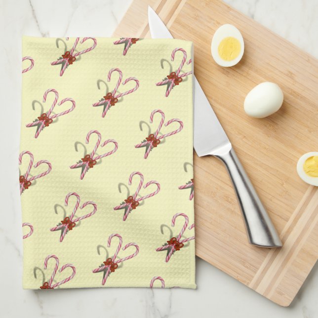 Candy Cane Christmas Tea Towel (Quarter Fold)