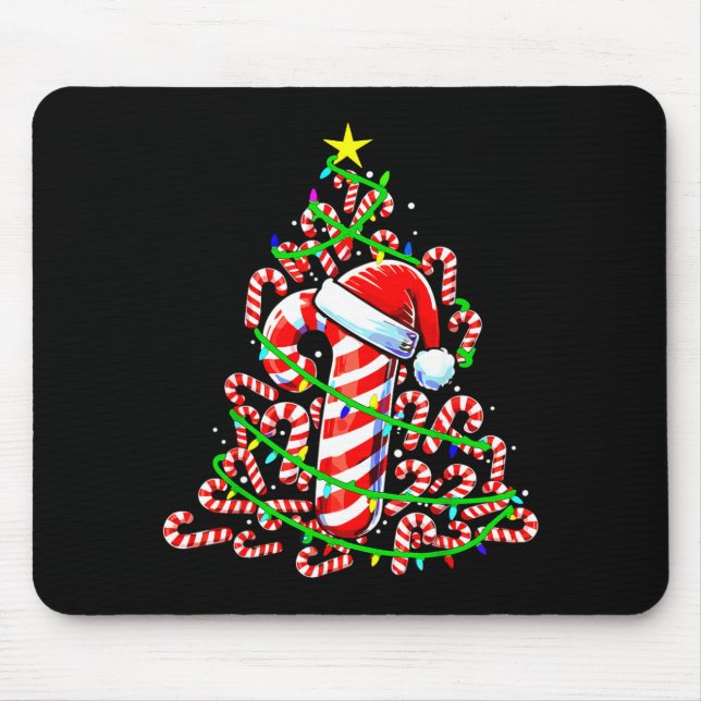 Candy Cane Christmas Tree Lights Santa  Mouse Pad (Front)