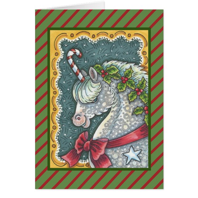 CANDY CANE CHRISTMAS UNICORN, HOLIDAY PONY FANTASY (Front)