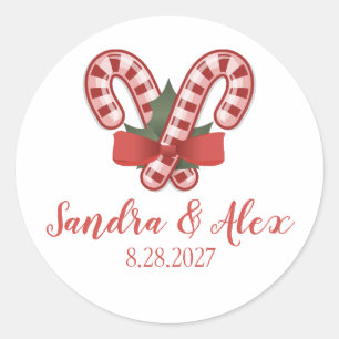 Candy Cane Christmas Wedding Stickers