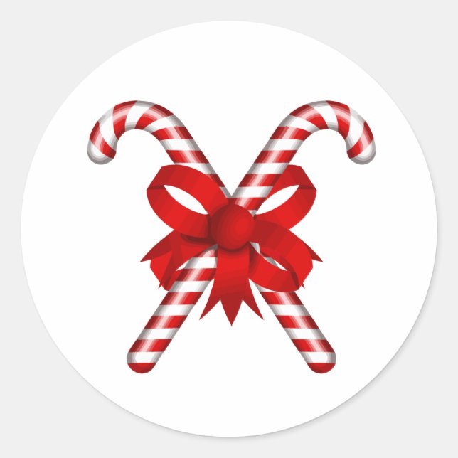 Candy Cane Classic Round Sticker (Front)