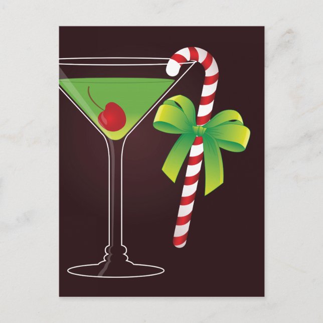 Candy Cane Cocktail Christmas Holiday Postcard (Front)