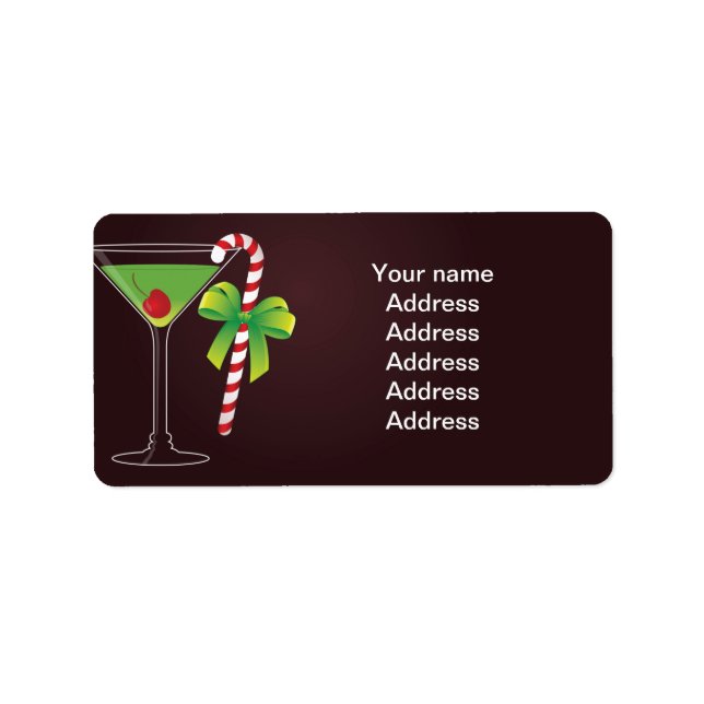 Candy Cane Cocktail Christmas Label (Front)