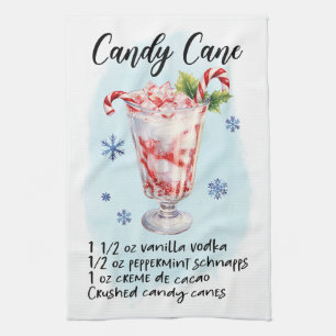 Candy Cane Cocktail Recipe Tea Towel