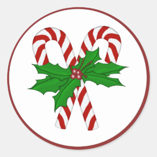 Candy Cane Collection Classic Round Sticker