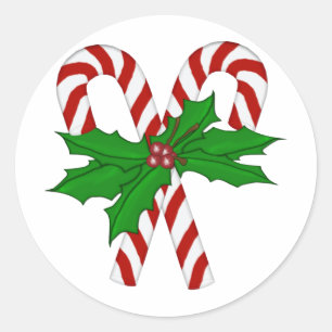 Candy Cane Collection Classic Round Sticker