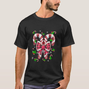 Candy Cane Coquette Bow Christmas Lights Tie Dye X T-Shirt