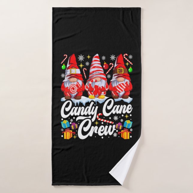 Candy Cane Crew Christmas Candy Lover Gnome Bath Towel (Bath Towel)