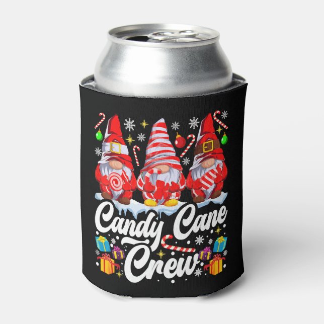 Candy Cane Crew Christmas Candy Lover Gnome Can Cooler (Can Front)