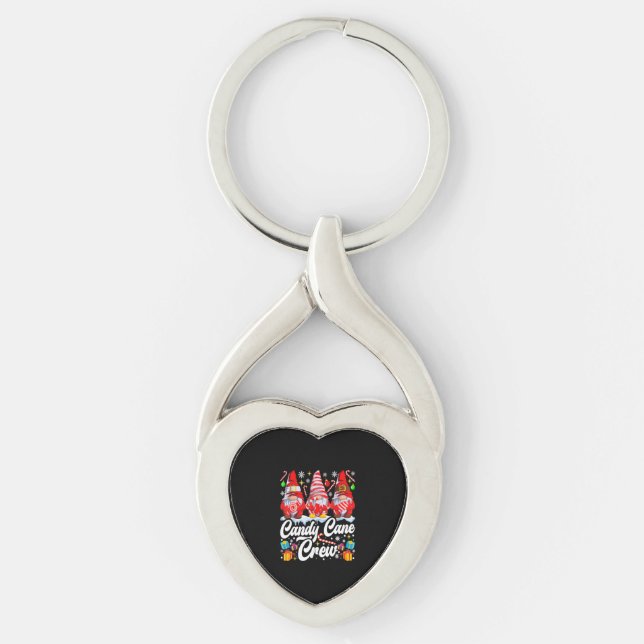 Candy Cane Crew Christmas Candy Lover Gnome Key Ring (Front)