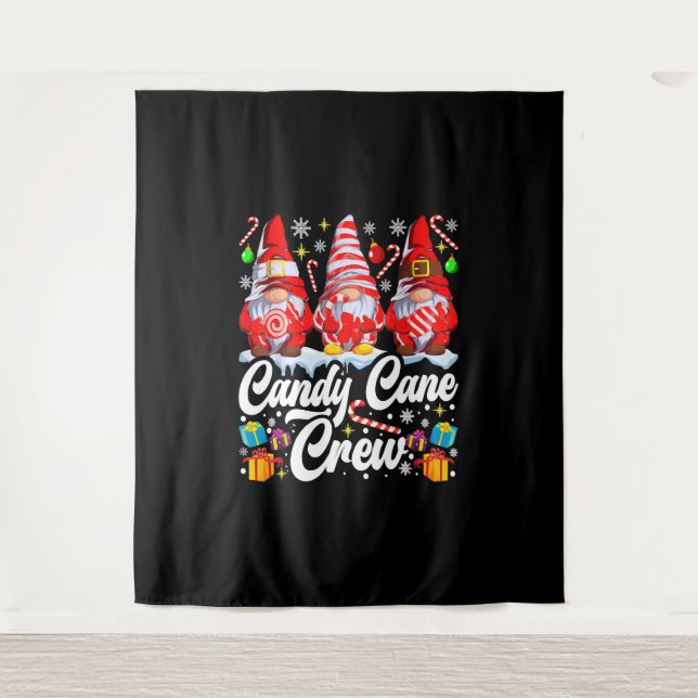 Candy Cane Crew Christmas Candy Lover Gnome Tapestry (Front)