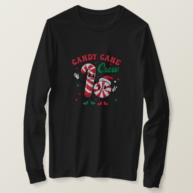 Candy Cane Crew Christmas Design T-Shirt (Design Front)