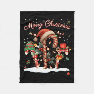 Candy Cane Crew Christmas Elf Hat Santa Holiday De Fleece Blanket