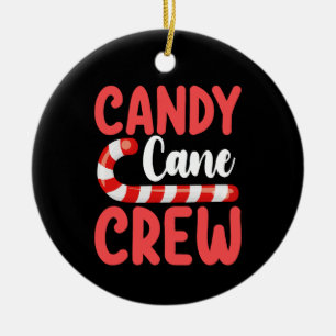 Candy Cane Crew Christmas Family Holiday Pyjamas Ceramic Tree Decoration