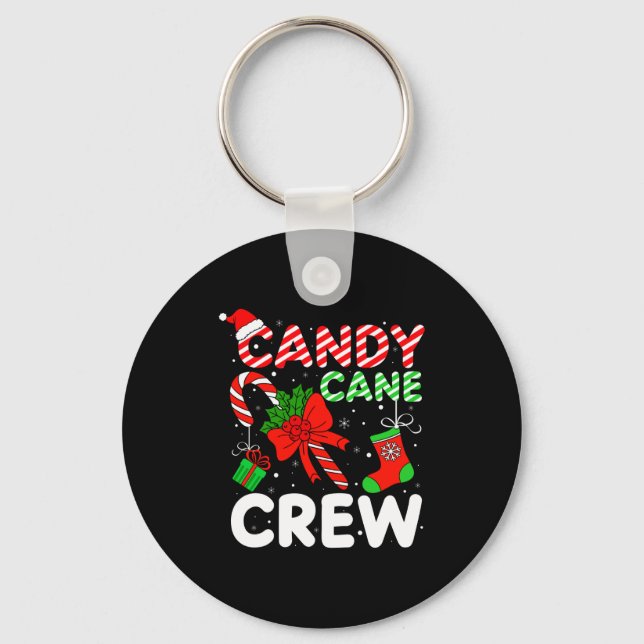 Candy Cane Crew Christmas Funny Xmas Matching Fami Key Ring (Front)