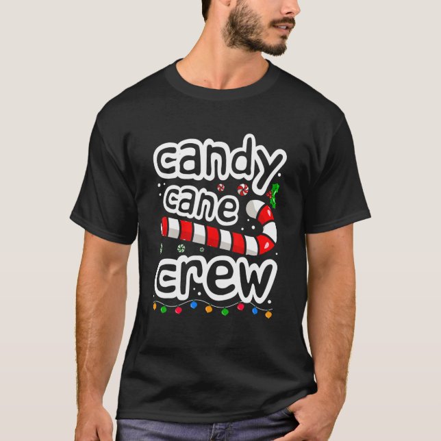 Candy Cane Crew Christmas Light Xmas Kids Boys Gir T-Shirt (Front)