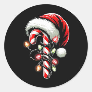 Candy Cane Crew Christmas Lights Family Matching X Classic Round Sticker
