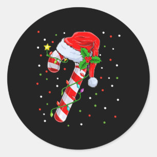 Candy Cane Crew Christmas Lights Family Matching X Classic Round Sticker
