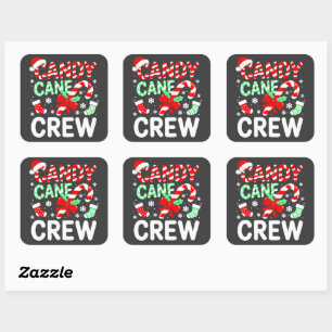 Candy Cane Crew Christmas Pyjamas Square Sticker