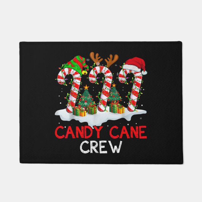 Candy Cane Crew Christmas Santa Elf Reindeer X-mas Doormat (Front)