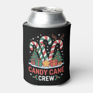 Candy Cane Crew Christmas Tree Xmas Reindeer Can Cooler