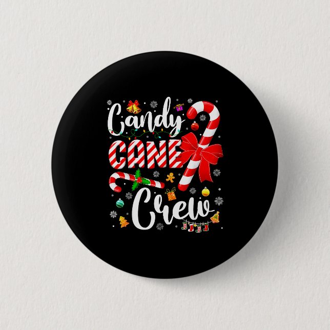 Candy Cane Crew Christmas Xmas Love Candy Boys Gir 6 Cm Round Badge (Front)