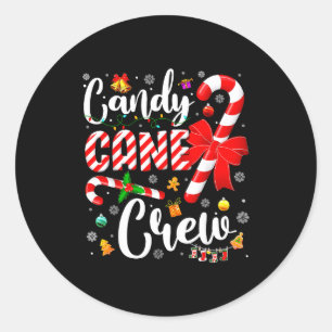 Candy Cane Crew Christmas Xmas Love Candy Boys Gir Classic Round Sticker