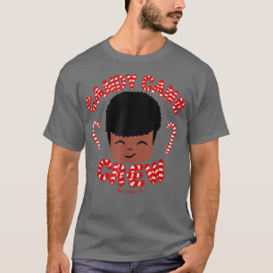 Candy Cane Crew Cute African American Boy w Afro C T-Shirt