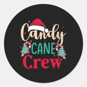 Candy Cane Crew Fun Christmas Candy Lover Xmas Wom Classic Round Sticker
