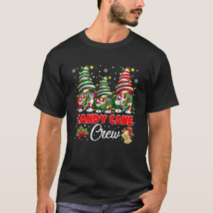 Candy Cane Crew Funny Gnome Christmas Lights Merry T-Shirt