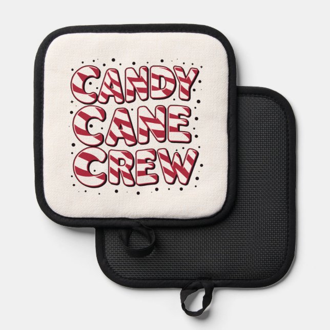 Candy Cane Crew Lover Christmas Xmas Pajama Pot Holder (Front/Back)
