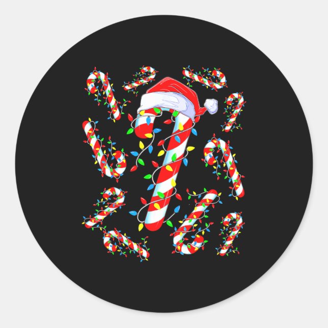 Candy Cane Crew Red And White Santa Funny Christma Classic Round Sticker (Front)