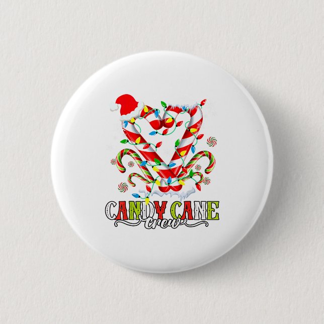Candy Cane Crew Santa Lover Family Christmas Light 6 Cm Round Badge (Front)