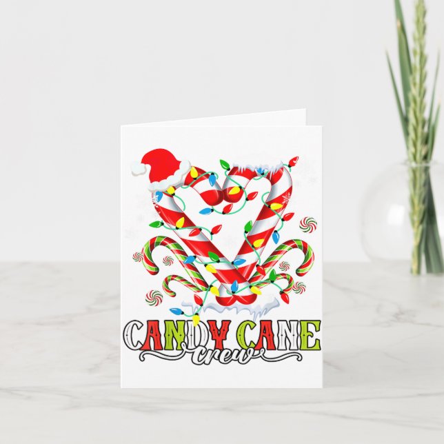 Candy Cane Crew Santa Lover Family Christmas Light Card (Front)