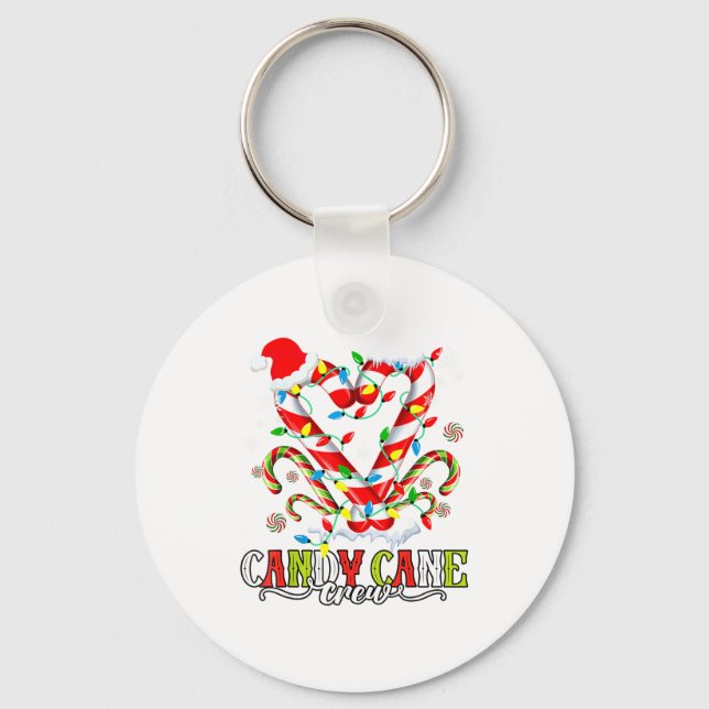 Candy Cane Crew Santa Lover Family Christmas Light Key Ring (Front)