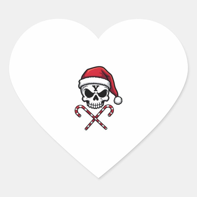 Candy Cane Crew Skull Christmas 2025 Funny Men Boy Heart Sticker (Front)