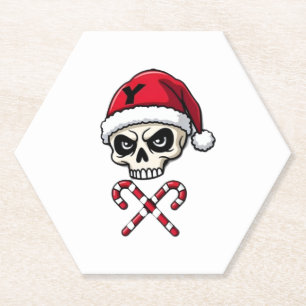 Candy Cane Crew Skull Christmas 2025 Funny Men Boy Paper Coaster