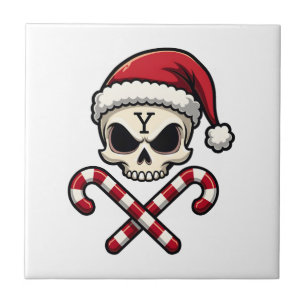 Candy Cane Crew Skull Christmas 2025 Funny Men Boy Tile