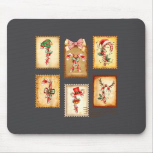 Candy Cane Crew Vintage Stamp Christmas Holiday Xm Mouse Pad