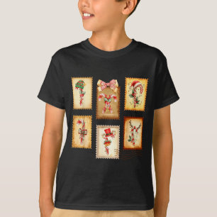 Candy Cane Crew Vintage Stamp Christmas Holiday Xm T-Shirt