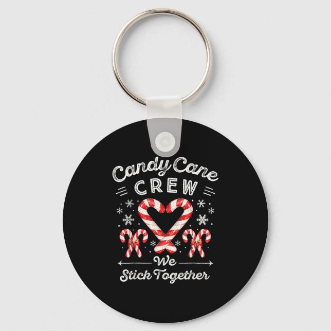 Candy Cane Crew We Stick Together Christmas Costum Key Ring (Front)