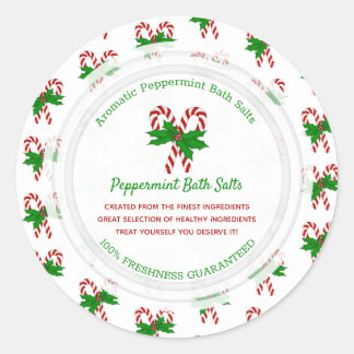 Candy Cane Custom Classic Round Sticker