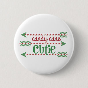 Candy Cane Cutie Christmas wrd art button