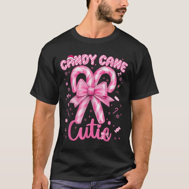 Candy Cane Cutie Coquette Pyjamas Pjs Christmas Xm T-Shirt (Front)