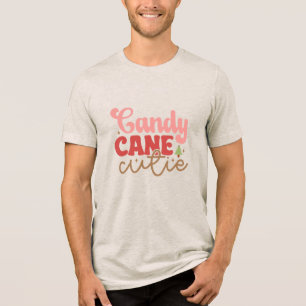 Candy Cane Cutie Retro Groovy Christmas Holidays Tri-Blend Shirt